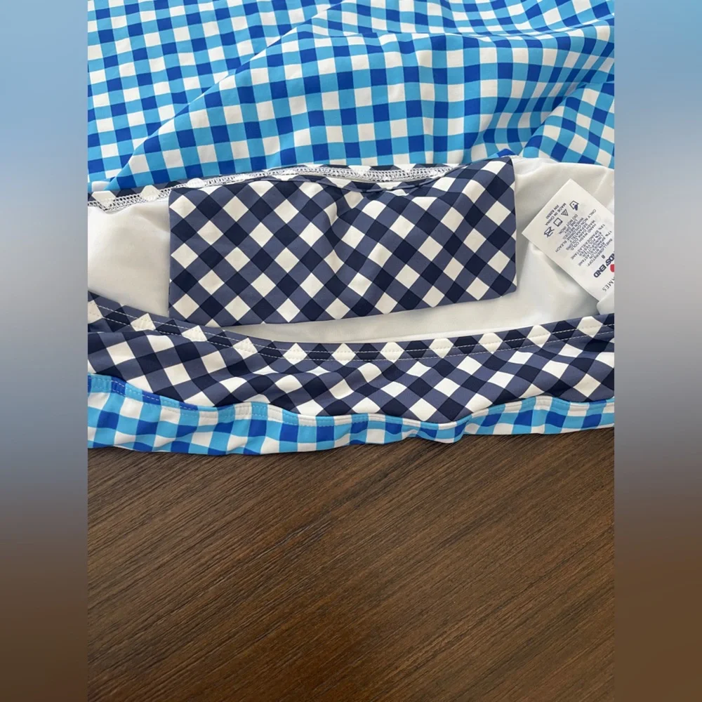 NWT Draper James X Lands End Blue Gingham Swim Skirt - Picture 3 of 7